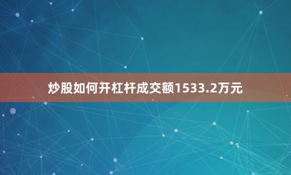 炒股如何开杠杆成交额1533.2万元